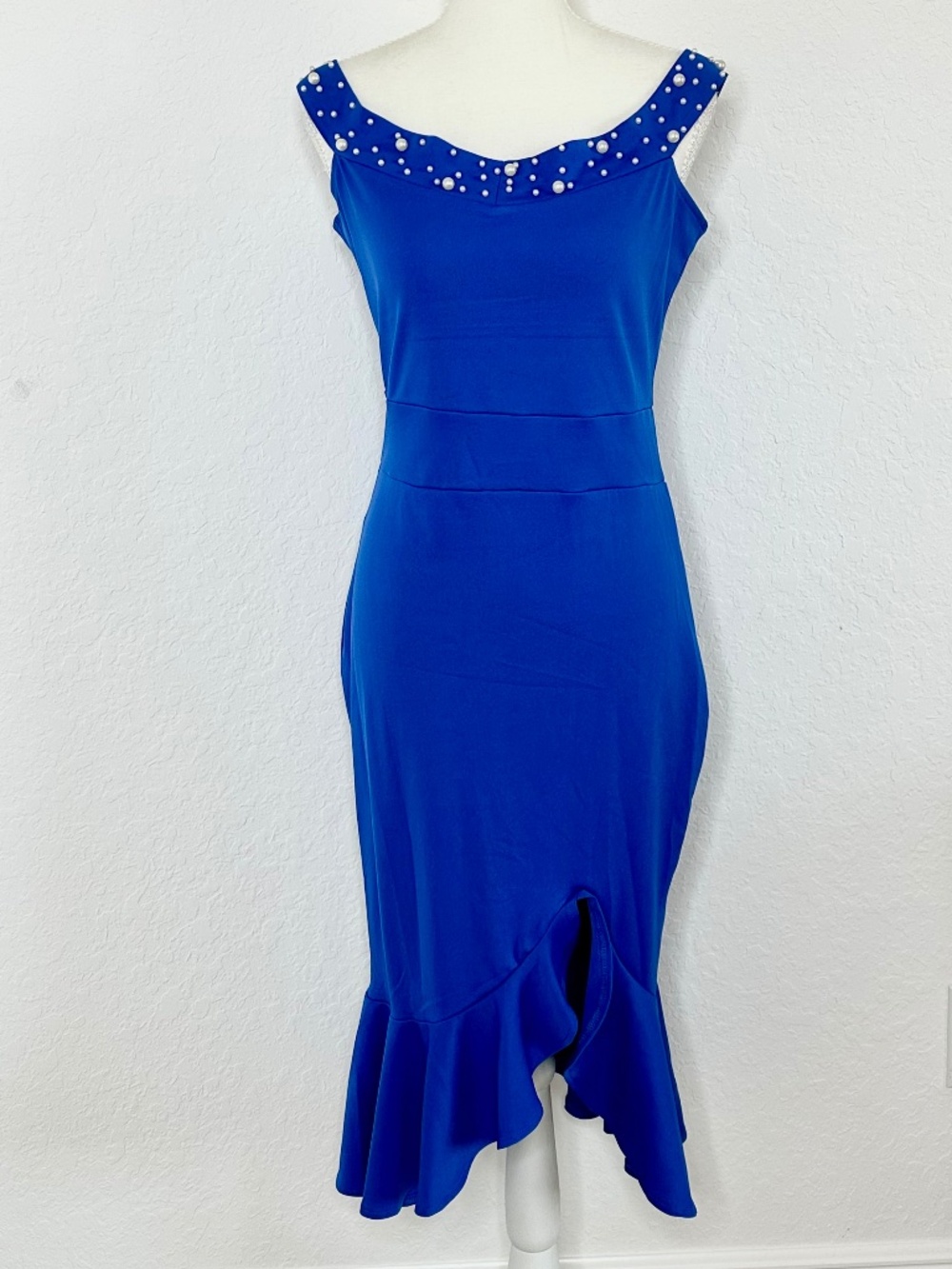 ChicMe Royal Blue Midi Bodycon Dress, Size L - Picture 3 of 12